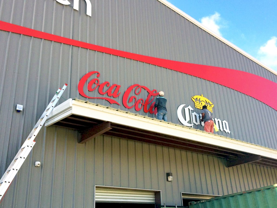 Backlit signage for beverage brand