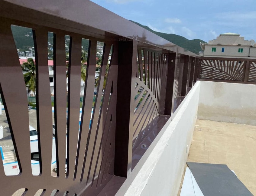 Perforated metal lattice for exterior wall